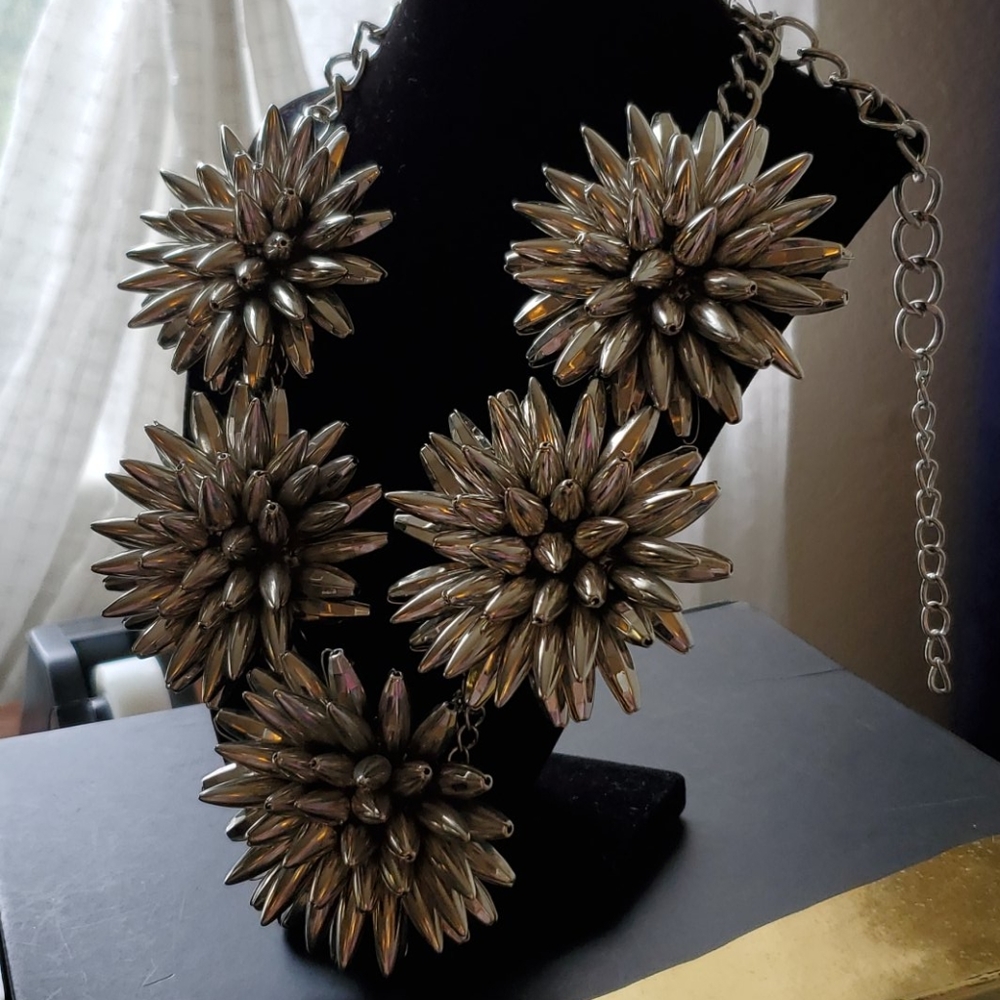 Unique Silver Statement Necklace - image 2